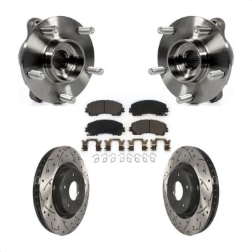 Front Hub Bearing Assembly Drilled Slot Brake Rotor Pad Kit For INFINITI Q50 QX50 Q60 AWD KBB-103357