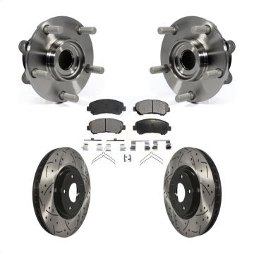Front Hub Bearing Coat Drill Slot Brake Rotor Pads Kit For 2014-2017 Nissan Juke Nismo RS KBB-103358