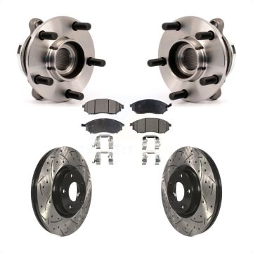 Front Hub Bearing Assembly Coated Drilled Slotted Brake Rotor & Pad Kit For Nissan Murano KBB-103360