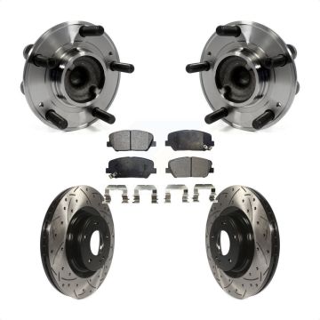 Front Hub Bearing Assembly Coat Drill Slot Brake Rotor Pads Kit For Hyundai Genesis Coupe KBB-103362