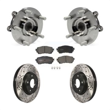 Front Hub Bearing Assembly Coated Drilled Slotted Disc Brake Rotor & Pads Kit For Mazda 6 KBB-103364