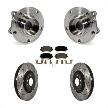 Front Hub Bearing Assembly Coated Drilled Slotted Brake Rotor & Pads Kit For Chrysler 200 KBB-103367