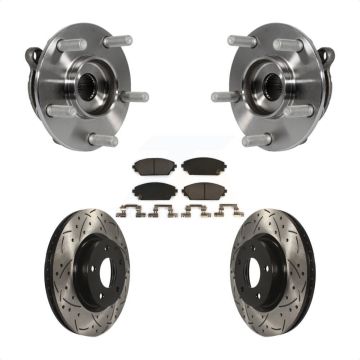 Front Hub Bearing Assembly Coated Drilled Slot Brake Rotor Pad Kit For Mazda 3 CX-3 Sport KBB-103371