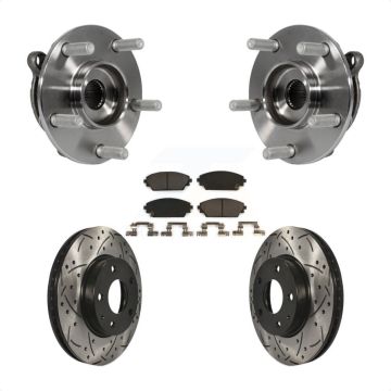 Front Hub Bearing Assembly Coated Drilled Slot Brake Rotor Pad Kit For Mazda 3 CX-3 Sport KBB-103373
