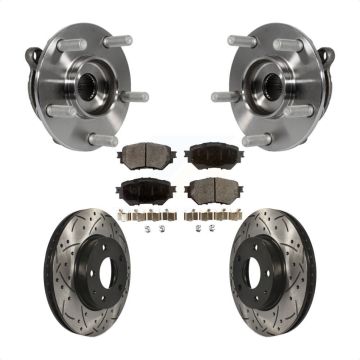 Front Hub Bearing Assembly Coated Drilled Slotted Brake Rotor & Pad Kit For Mazda 3 Sport KBB-103374