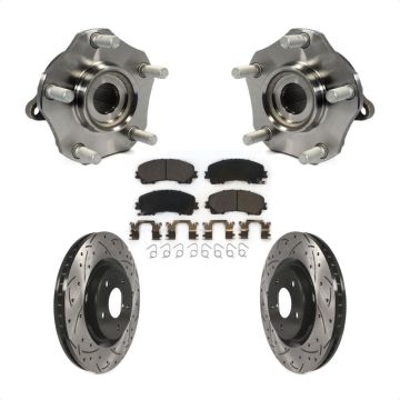 Front Hub Bearing Assembly Coated Drilled Slotted Brake Rotor & Pads Kit For Nissan Rogue KBB-103376
