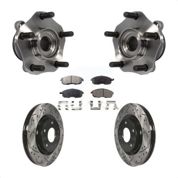 Front Hub Bearing Drill Slot Brake Rotor Pad Kit For 2017-2019 Nissan Sentra Turbocharged KBB-103377