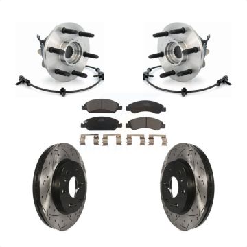 Front Hub Bearing Drill Slot Brake Rotor Pads Kit For Chevrolet GMC Silverado 1500 Sierra KBB-103384
