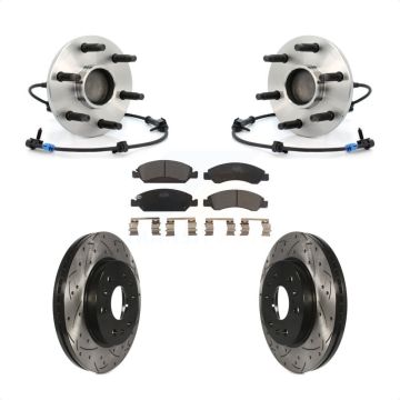 Front Hub Bearing Drill Slot Brake Rotor Pads Kit For Chevrolet GMC Silverado 1500 Sierra KBB-103385