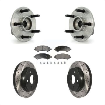 Front Hub Bearing Drilled Slot Brake Rotor & Pad Kit For Dodge Ram 1500 With 5 Lug Wheels KBB-103389