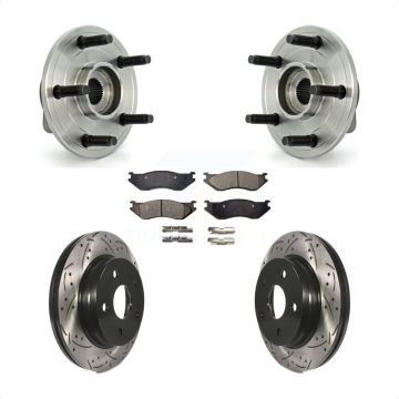 Front Hub Bearing Drilled Slot Brake Rotor & Pad Kit For Dodge Ram 1500 With 5 Lug Wheels KBB-103390