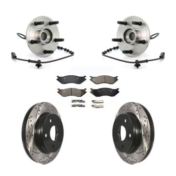 Front Hub Bearing Assembly Coated Drilled Slotted Brake Rotor Pads Kit For Dodge Ram 1500 KBB-103391