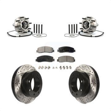 Front Hub Bearing Assembly Drill Slot Brake Rotor Pad Kit For Ford F-250 Super Duty F-350 KBB-103392