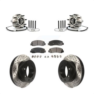 Front Hub Bearing Drill Slot Brake Rotor Pads Kit For 2008-2010 Ford F-350 Super Duty 4WD KBB-103393