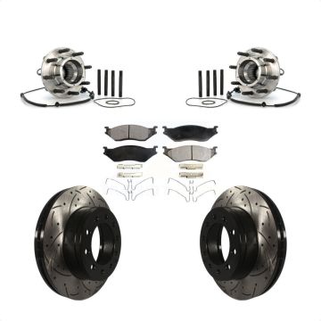 Front Hub Bearing Drilled Slot Brake Rotor & Pad Kit For 2010 Ford F-550 Super Duty 4 X KBB-103395