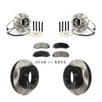 Front Hub Bearing Assembly Coat Drill Slot Brake Rotor Pads Kit For Ford F-250 Super Duty KBB-103396