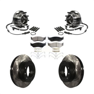 Front Hub Bearing Drilled Slot Brake Rotor Pads Kit For 05-10 Ford F-550 Super Duty 4 X KBB-103397
