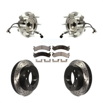 Front Hub Bearing Drill Slot Brake Rotor Pad Kit For GMC Chevrolet Sierra 2500 HD Classic KBB-103398