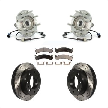 Front Hub Bearing Drill Slot Brake Rotor Pads Kit For Chevrolet GMC Sierra 3500 Silverado KBB-103399