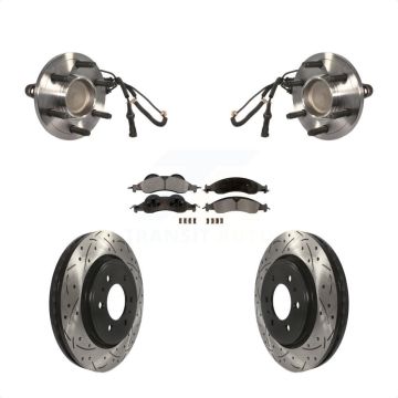 Front Hub Bearing Drilled Slot Brake Rotor Pads Kit For Ford Expedition Lincoln Navigator KBB-103400