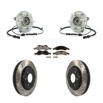 Front Hub Bearing Drilled Slot Brake Rotor Pads Kit For Ford Expedition Lincoln Navigator KBB-103402