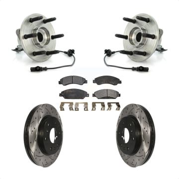 Front Hub Bearing Drill Slot Brake Rotor Pads Kit For Chevrolet Avalanche Cadillac GMC XL KBB-103404