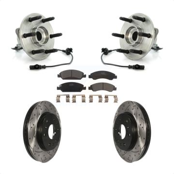 Front Hub Bearing Drill Slot Brake Rotor Pads Kit For Chevrolet GMC Sierra 1500 Silverado KBB-103405