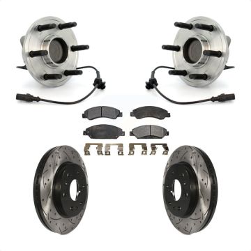 Front Hub Bearing Drill Slot Brake Rotor Pads Kit For Chevrolet Avalanche GMC Tahoe Yukon KBB-103407