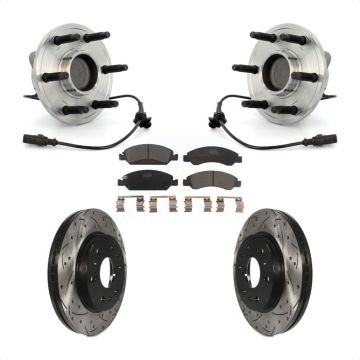 Front Hub Bearing Drill Slot Brake Rotor Pads Kit For Chevrolet GMC Sierra 1500 Silverado KBB-103408