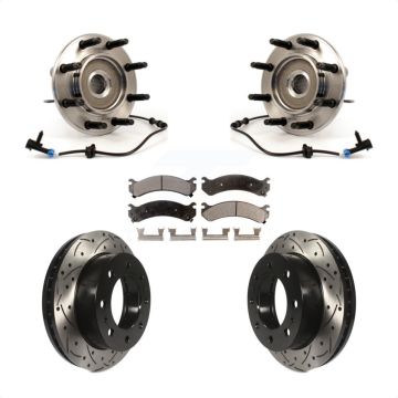 Front Hub Bearing Drill Slot Brake Rotor Pad Kit For Chevrolet GMC Sierra 2500 HD 3500 XL KBB-103410