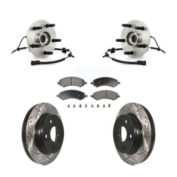 Front Hub Bearing Assembly Coated Drilled Slotted Brake Rotor Pads Kit For Dodge Ram 1500 KBB-103412