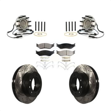 Front Hub Bearing Assembly Drill Slot Brake Rotor Pad Kit For Ford F-550 Super Duty F-450 KBB-103413