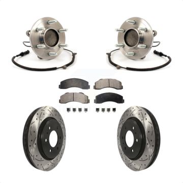 Front Hub Bearing Assembly Coated Drill Slot Brake Rotor Pads Kit For 2010 Ford F-150 RWD KBB-103414