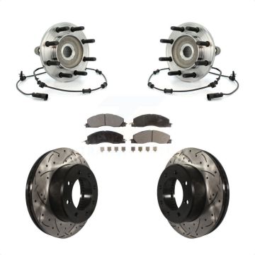 Front Hub Bearing Assembly Drilled Slot Brake Rotor & Pad Kit For Dodge Ram 2500 3500 4WD KBB-103417