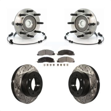 Front Hub Bearing Assembly Drilled Slot Brake Rotor & Pad Kit For Dodge Ram 2500 3500 RWD KBB-103418
