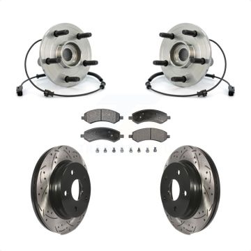 Front Hub Bearing Assembly Coated Drilled Slotted Brake Rotor Pads Kit For Dodge Ram 1500 KBB-103419