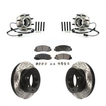 Front Hub Bearing Drill Slot Brake Rotor Pad Kit For 2011 Ford F-350 Super Duty F-250 4WD KBB-103420