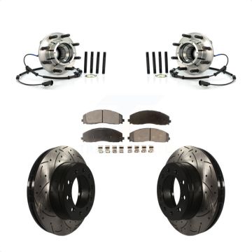 Front Hub Bearing Coat Drill Slot Brake Rotor Pads Kit For 2013 Ford F-250 Super Duty 4WD KBB-103422