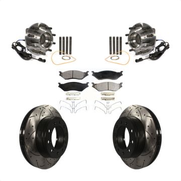 Front Hub Bearing Drilled Slot Brake Rotor Pads Kit For Ford F-450 Super Duty F-550 4 X KBB-103426