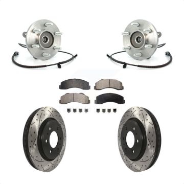 Front Hub Bearing Coated Drill Slot Brake Rotor Pad Kit For Ford F-150 Expedition Lincoln KBB-103427