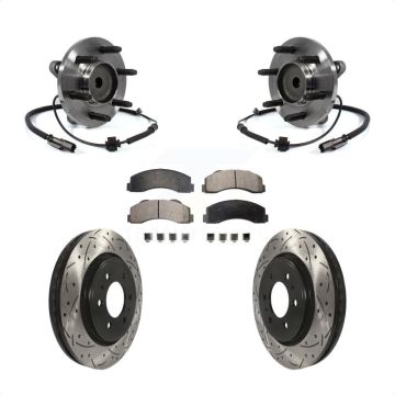 Front Hub Bearing Drilled Slot Brake Rotor Pads Kit For Ford F-150 Expedition Lincoln RWD KBB-103428