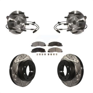 Front Hub Bearing Assembly Coated Drilled Slotted Brake Rotor & Pad Kit For Ram 3500 2500 KBB-103431