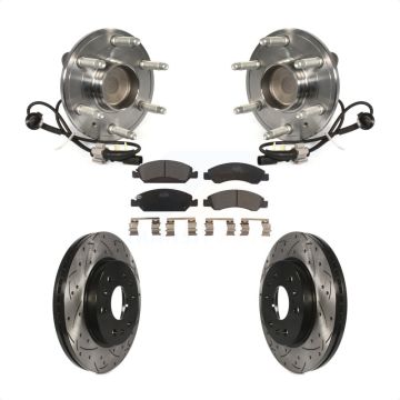 Front Hub Bearing Drill Slot Brake Rotor Pads Kit For GMC Sierra 1500 Chevrolet Silverado KBB-103437