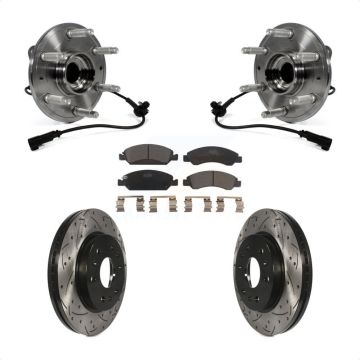 Front Hub Bearing Drill Slot Brake Rotor Pads Kit For GMC Sierra 1500 Chevrolet Silverado KBB-103439