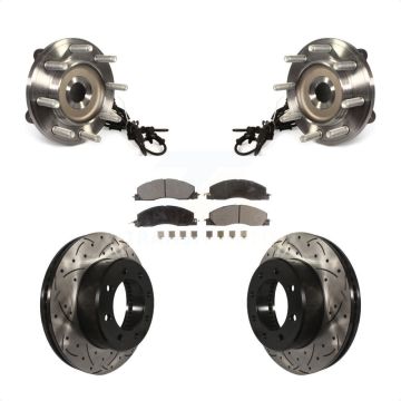 Front Hub Bearing Assembly Coated Drilled Slotted Brake Rotor & Pad Kit For Ram 2500 3500 KBB-103441