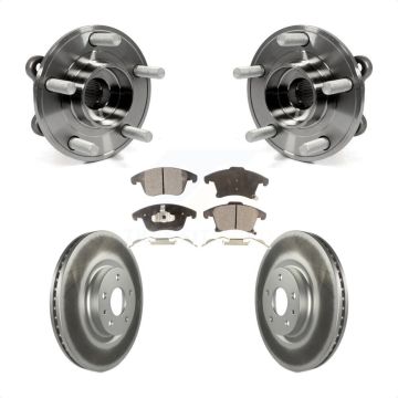 Front Hub Bearing Assembly Coated Disc Brake Rotor & Pads Kit For Ford Fusion Lincoln MKZ KBB-103458