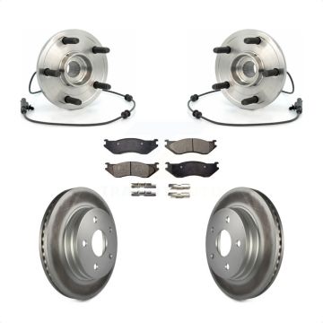 Front Hub Bearing Assembly Coated Disc Brake Rotor & Pads Kit For 2004-2005 Dodge Durango KBB-103540
