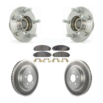 Front Hub Bearing Coated Brake Rotor & Pads Kit For Dodge Chrysler 300 Charger Challenger KBB-103571