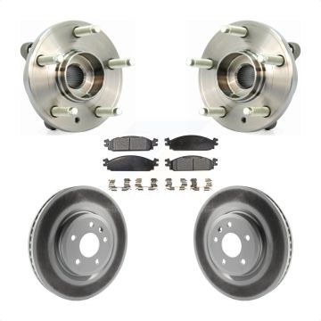Front Hub Bearing Assembly Coated Disc Brake Rotor And Pads Kit For 2009-2010 Lincoln MKS KBB-103640