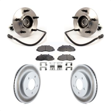 Front Hub Bearing Assembly Coated Brake Rotor Pad Kit For Ford F-150 4WD with 4-Wheel ABS KBB-103776